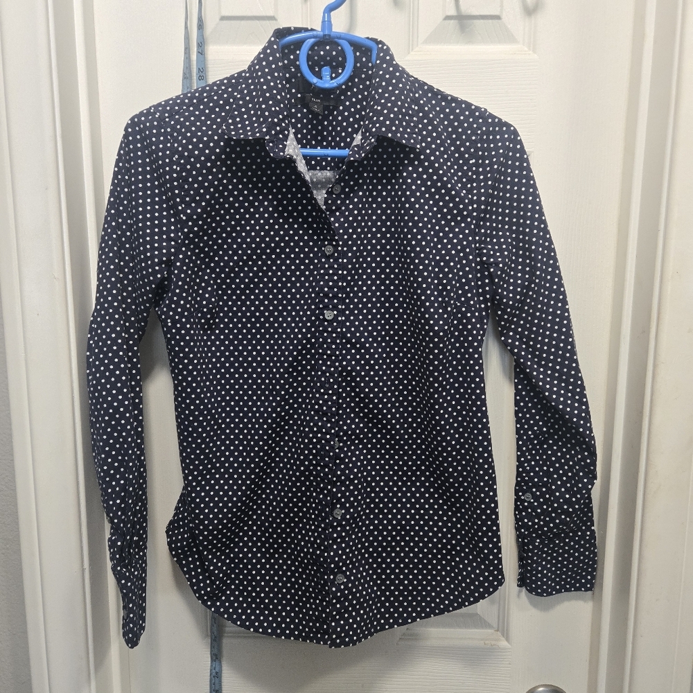 J. Crew Polka Dot Slim Fit Shirt Size 4
